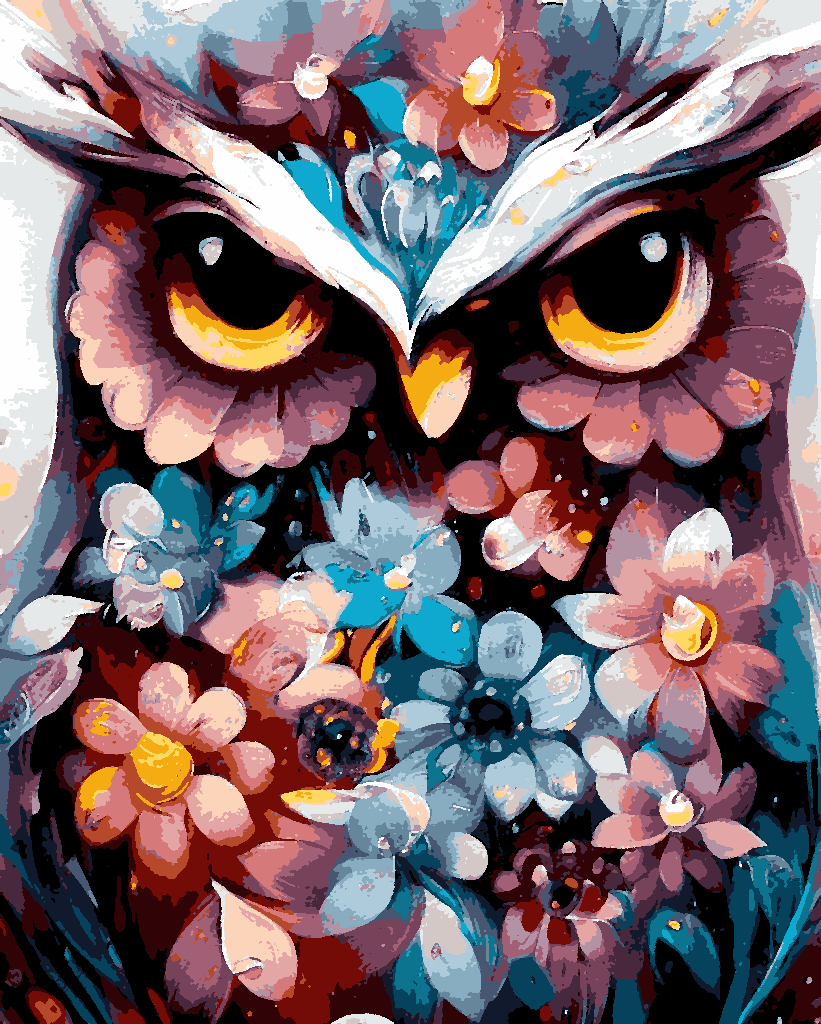 Floral Owl (PD) - Van-Go Paint-By-Number Kit