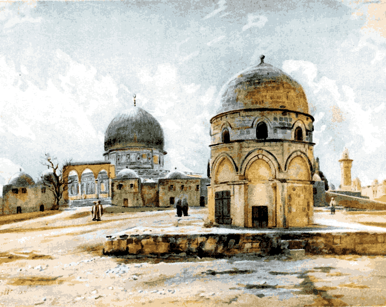 Morning in Jerusalem, The Mosque of Omar the shaded side - Van-Go Paint-By-Number Kit