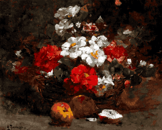 A basket full of flowers by Georges Jeannin - Van-Go Paint-By-Number Kit