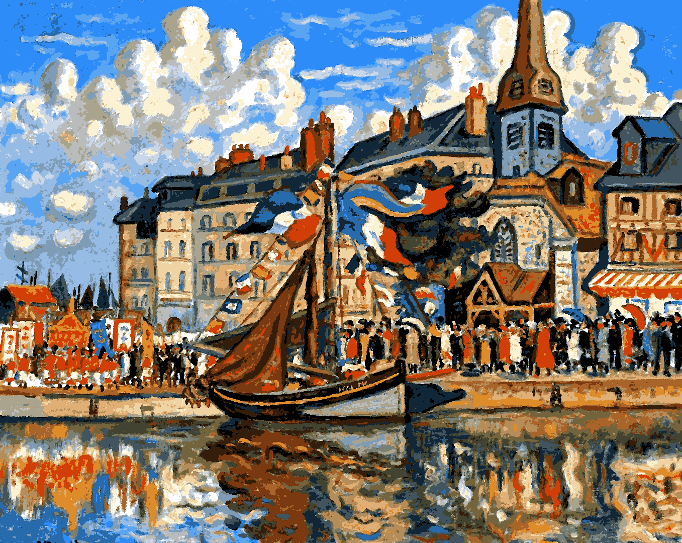 Boat In Harbor by Henri Liénard de Saint-Délis - Van-Go Paint-By-Number Kit