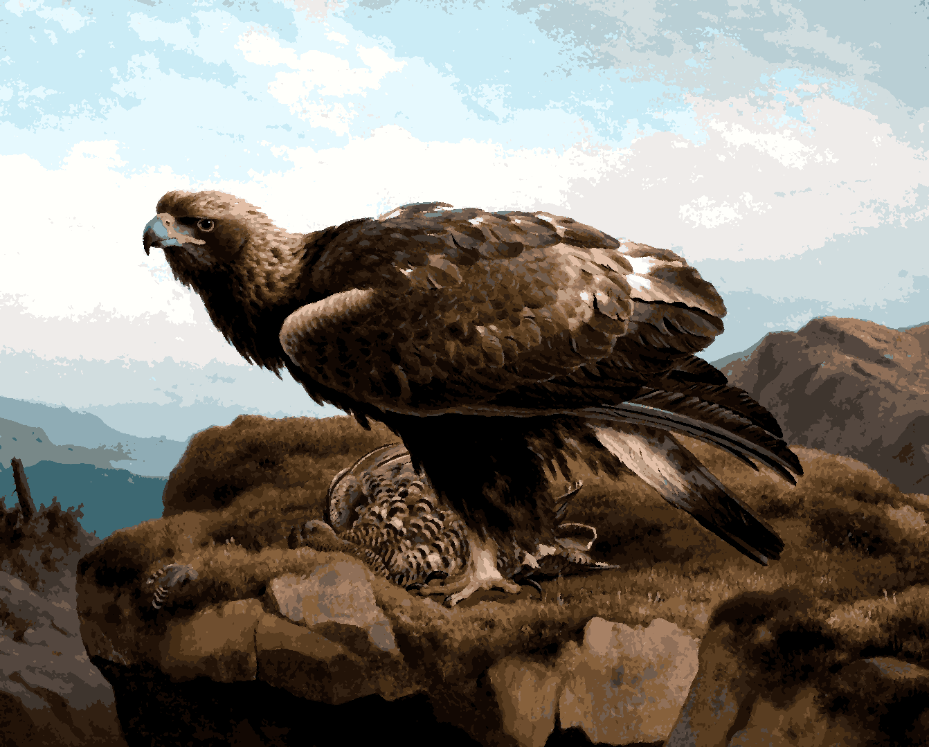 Golden Eagle At A Cliff’s Edge by Ferdinand von Wrigh - Van-Go Paint-By-Number Kit