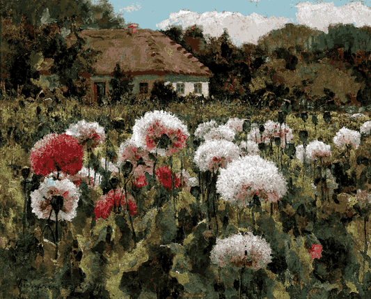 A Blossoming Garden with Poppies by Mikhail Andreevich - Van-Go Paint-By-Number Kit