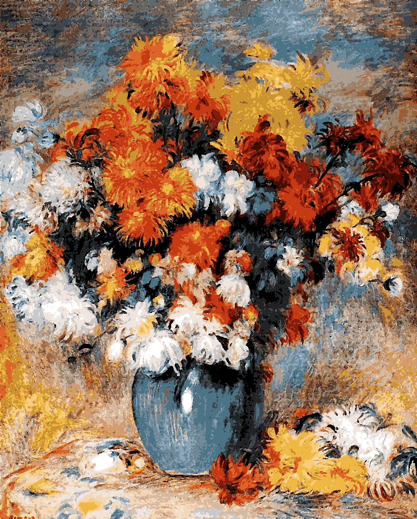 Vase Of Chrysanthemums by Pierre Auguste Renoir - Van-Go Paint-By-Number Kit