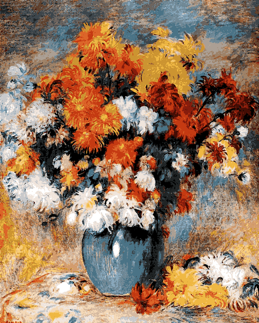 Vase Of Chrysanthemums by Pierre Auguste Renoir - Van-Go Paint-By-Number Kit