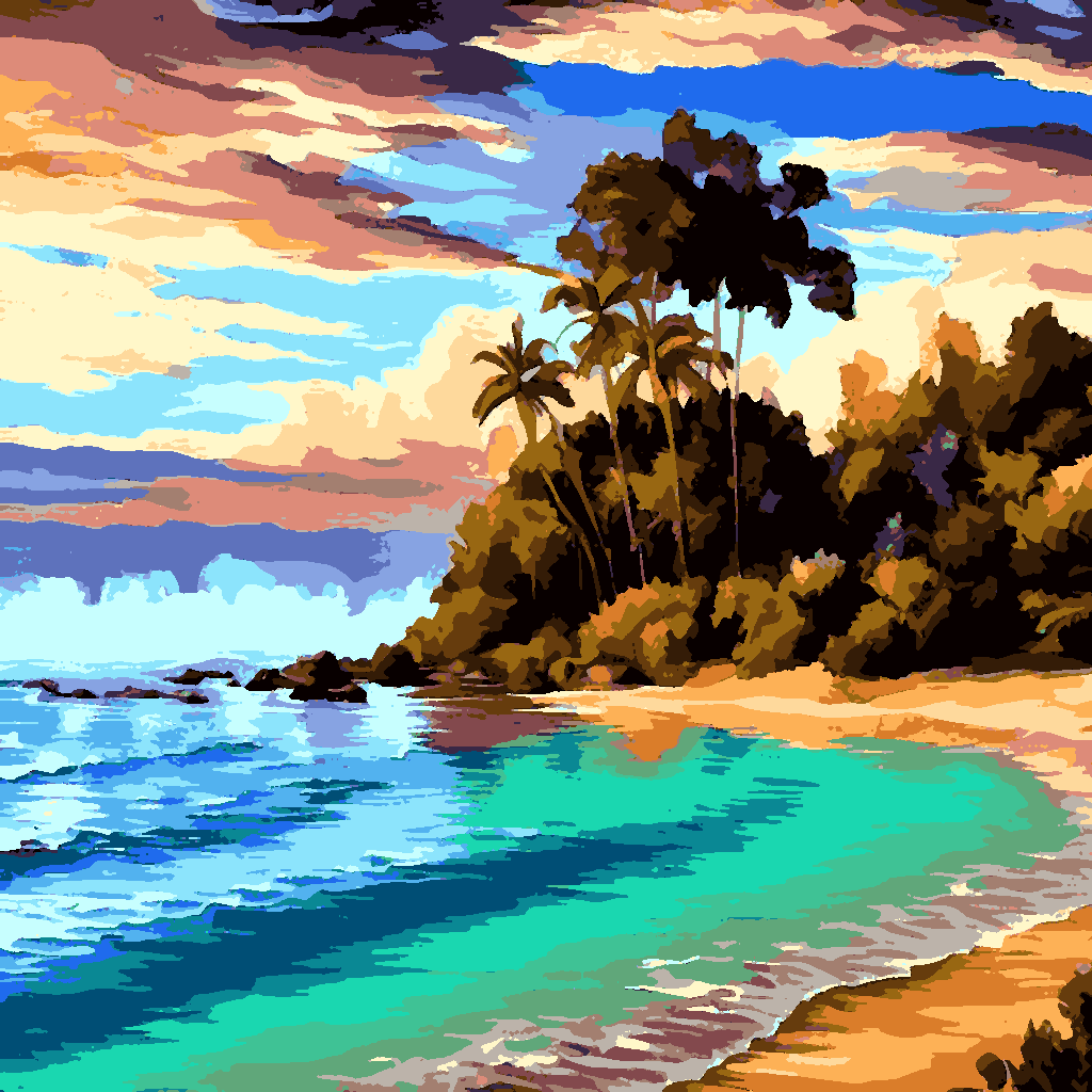 Island Beach Landscape (1) - Van-Go Paint-By-Number Kit