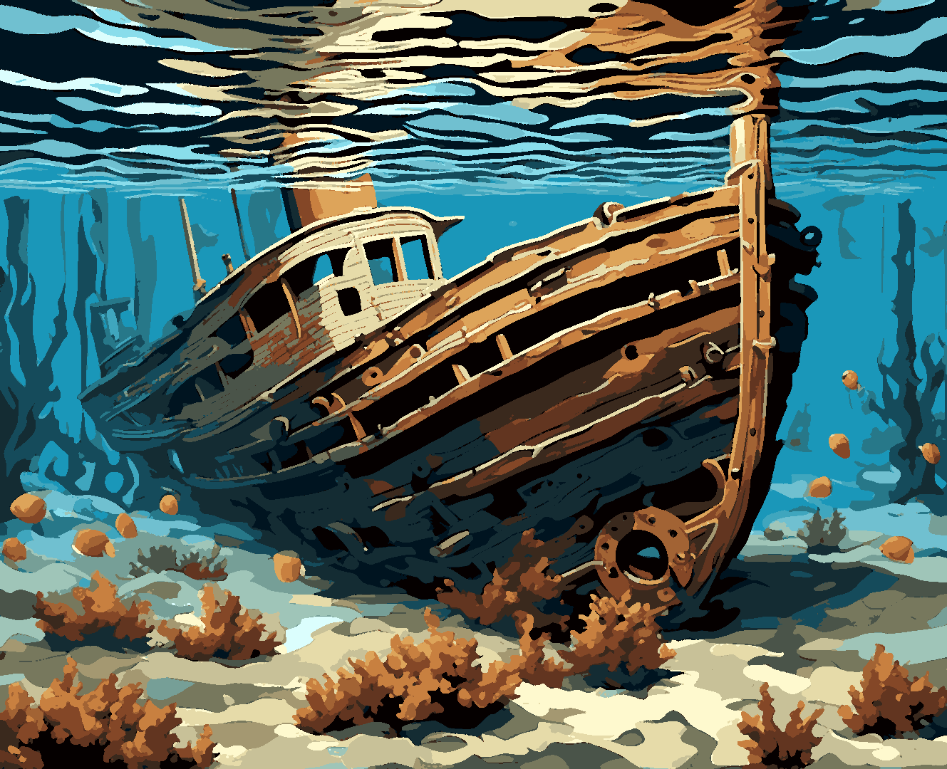 Sunken Shipwreck (4) - Van-Go Paint-By-Number Kit