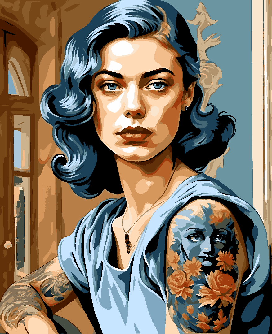 A Girl with Tattoo (3) - Van-Go Paint-By-Number Kit