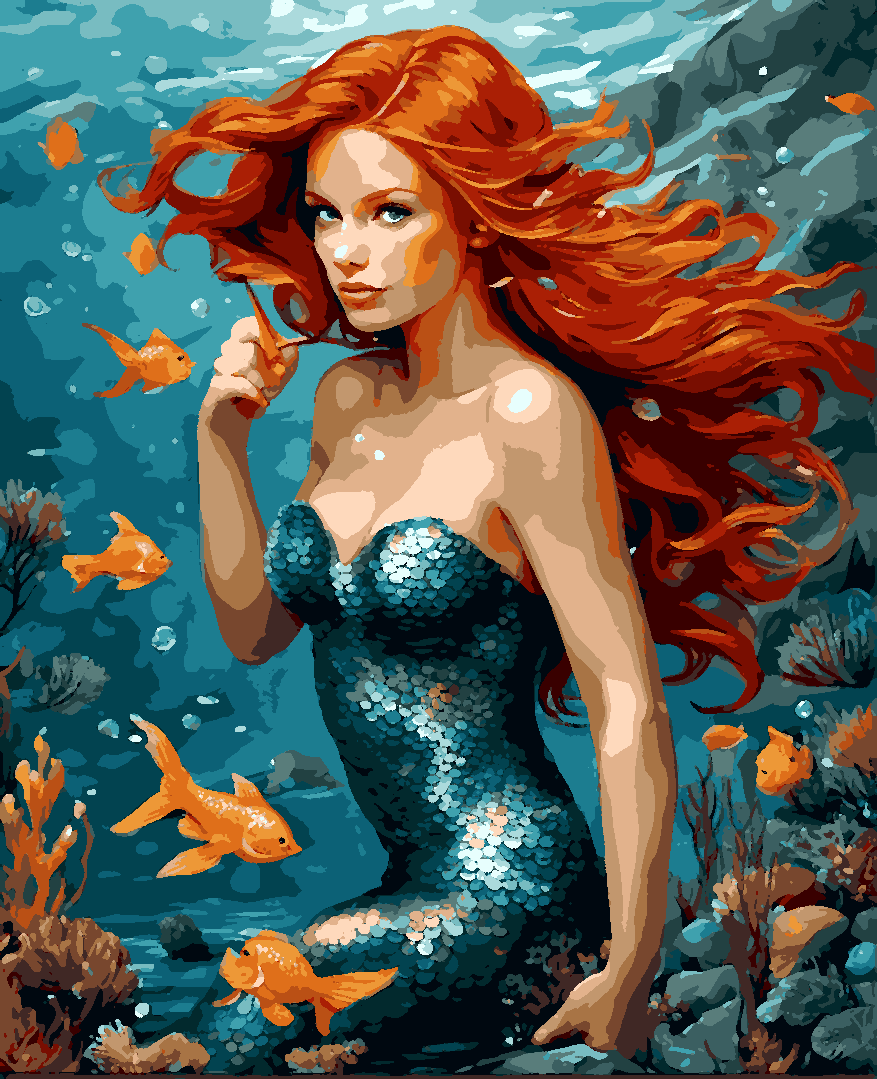Redhead Mermaid (9) - Van-Go Paint-By-Number Kit