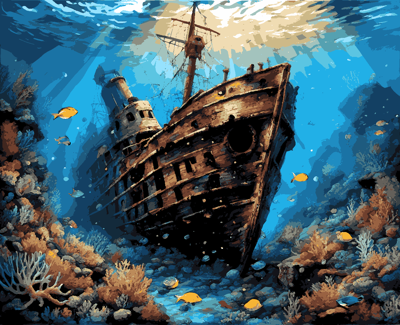 Sunken Shipwreck (3) - Van-Go Paint-By-Number Kit