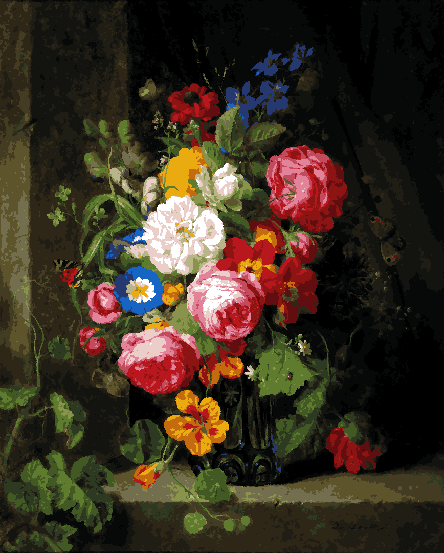 A Large Bouquet of Flowers with Roses by Josef Lauer - Van-Go Paint-By-Number Kit