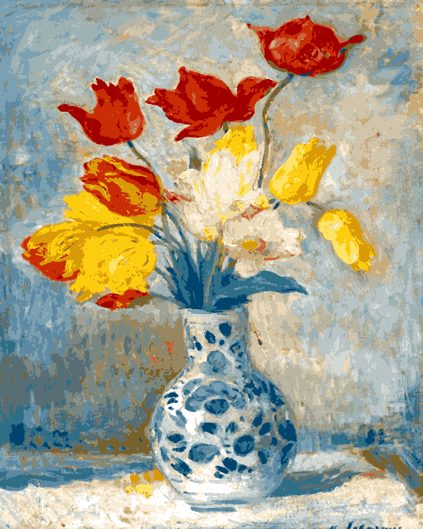 Tulips in a Delftware vase by Henri Lebasque - Van-Go Paint-By-Number Kit