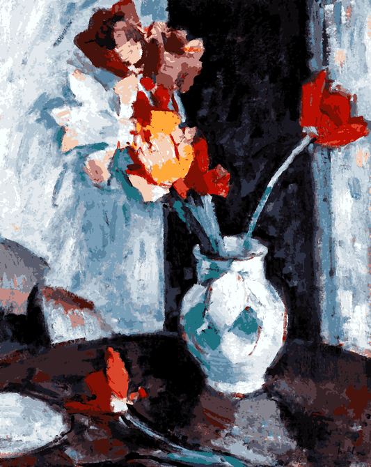 Tulips In A White Vase by Samuel John Peploe - Van-Go Paint-By-Number Kit