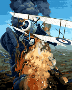 WW1 Collection PD (70) - a biplane flying over a field - Van-Go Paint-By-Number Kit