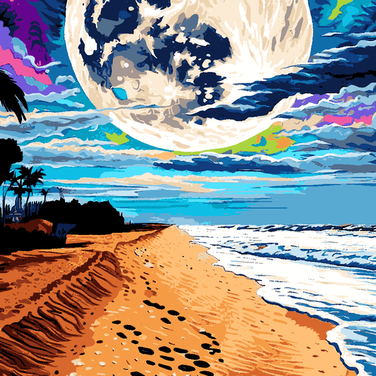 Moon landing on the beach (2) - Van-Go Paint-By-Number Kit