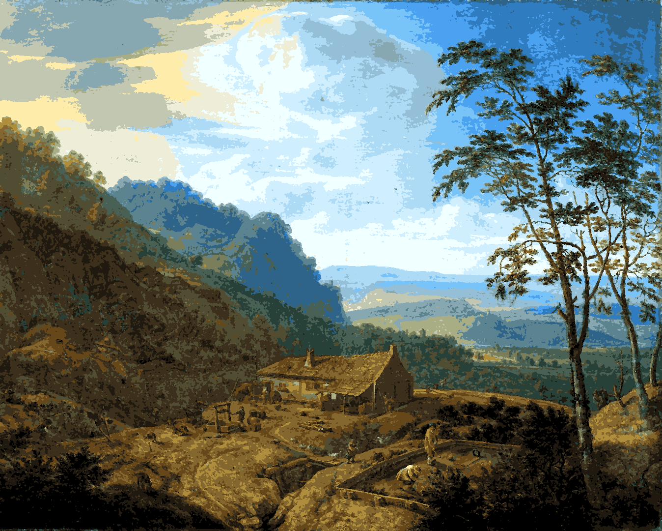 Mountainous Landscape with Farm by Herman Saftleven - Van-Go Paint-By-Number Kit