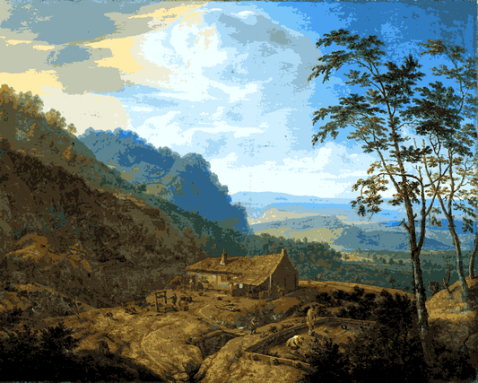 Mountainous Landscape with Farm by Herman Saftleven - Van-Go Paint-By-Number Kit
