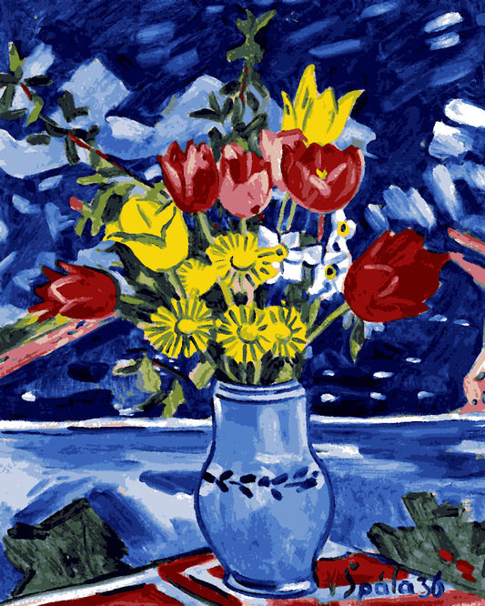 Still Life Of Flowers In A Vase by Václav Špála - Van-Go Paint-By-Number Kit