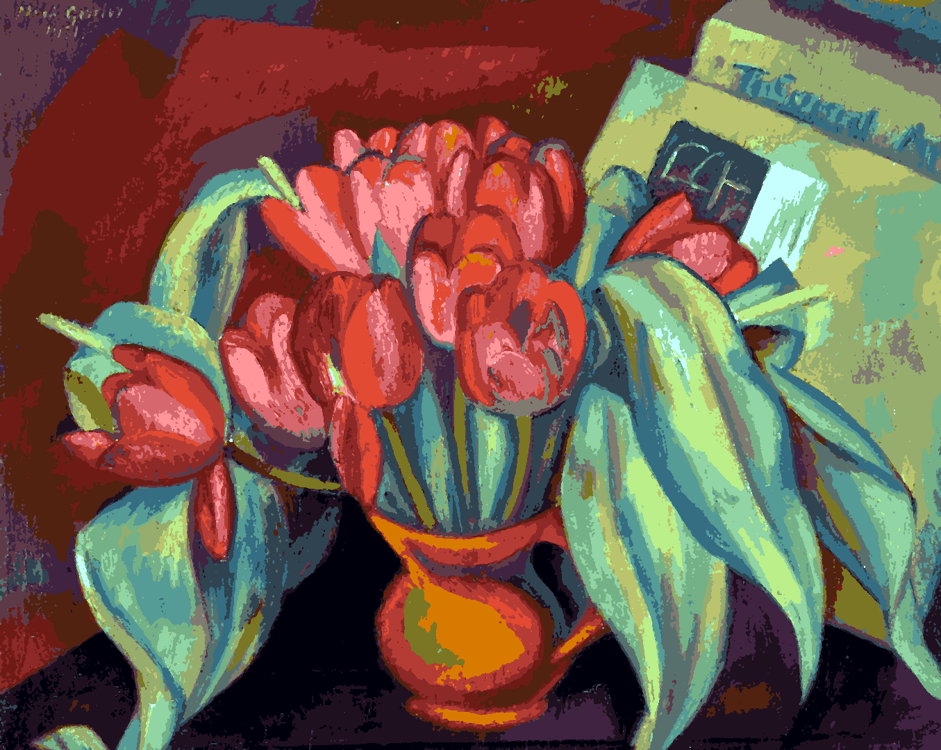 Still Life with Red Tulips by Mark Gertler - Van-Go Paint-By-Number Kit