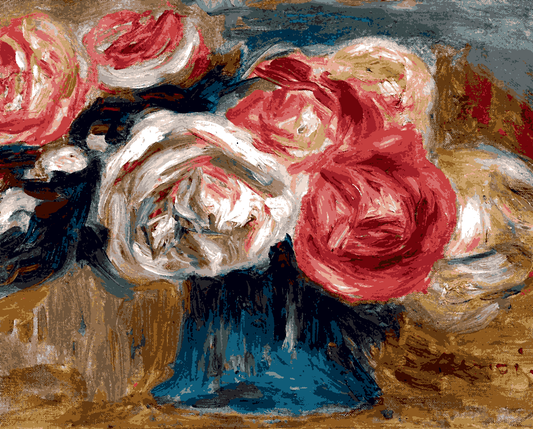 Bouquet De Roses Dans Un Vase by Pierre-Auguste Renoir - Van-Go Paint-By-Number Kit