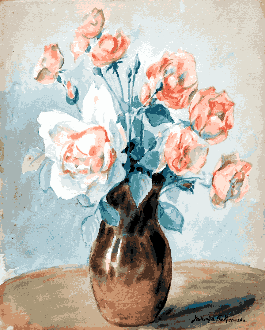 Roses in a vase by Jadwiga Gałęzowska - Van-Go Paint-By-Number Kit