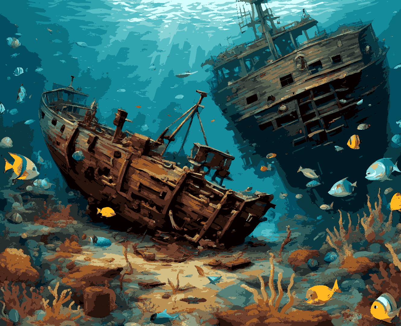 Sunken Shipwreck (2) - Van-Go Paint-By-Number Kit