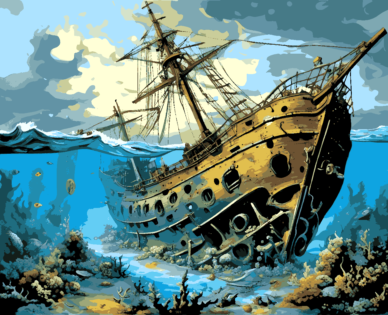 Sunken Shipwreck (1) - Van-Go Paint-By-Number Kit