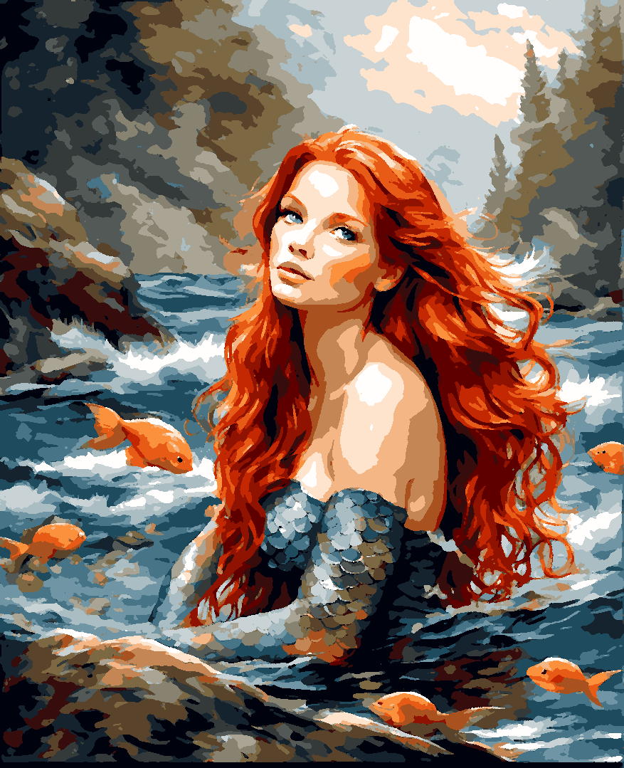 Redhead Mermaid (5) - Van-Go Paint-By-Number Kit