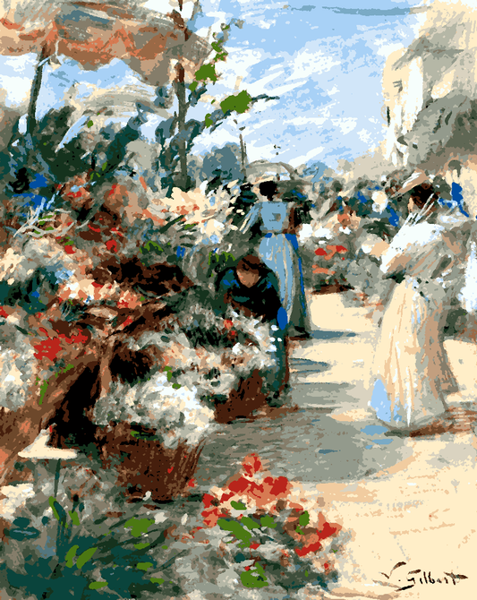 The Flower Market by Victor Gabriel Gilbert - Van-Go Paint-By-Number Kit