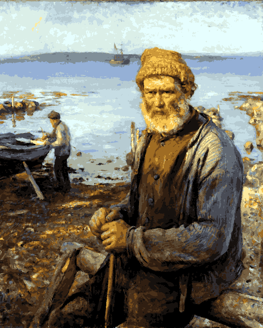The old Fisherman by Hans Heyerdahl - Van-Go Paint-By-Number Kit