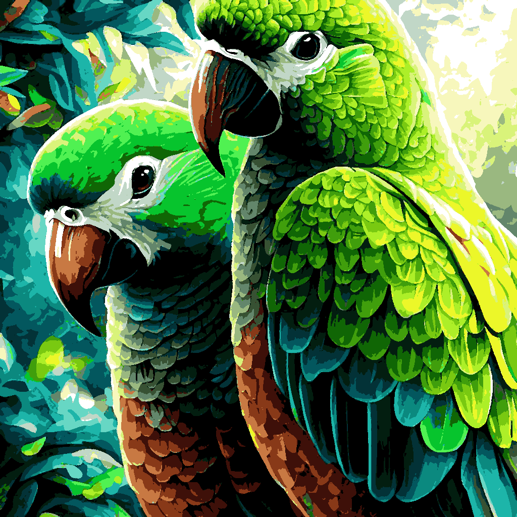 Green Parrots (1) - Van-Go Paint-By-Number Kit