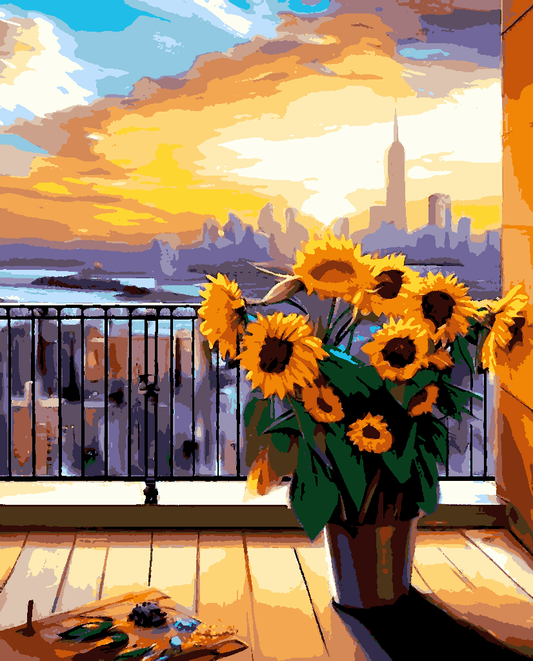 Manhattan Memories - Sunflowers (10) - Van-Go Paint-By-Number Kit