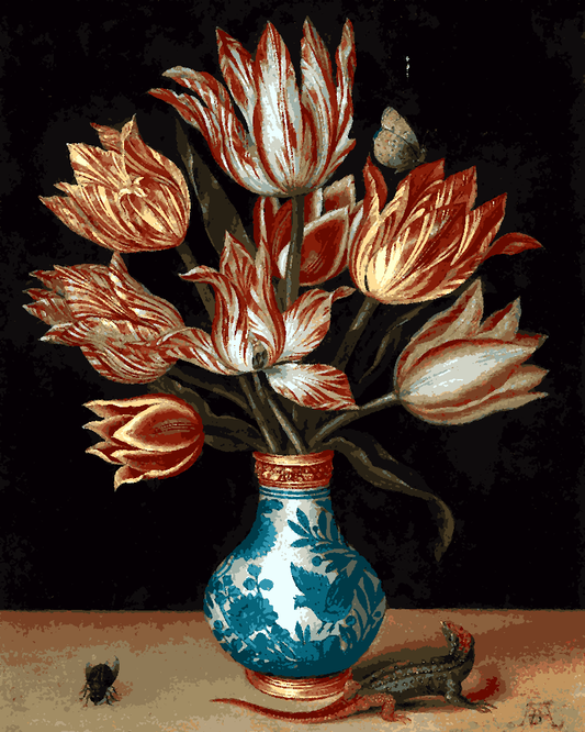 A still life with tulips in a Wan-Li vase by Ambrosius Bosschaert - Van-Go Paint-By-Number Kit