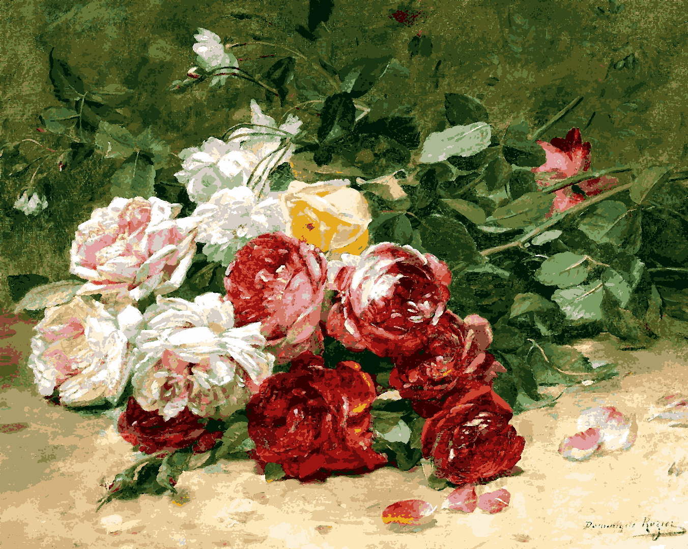 Still Life with Roses by Dominique Hubert Rozier - Van-Go Paint-By-Number Kit