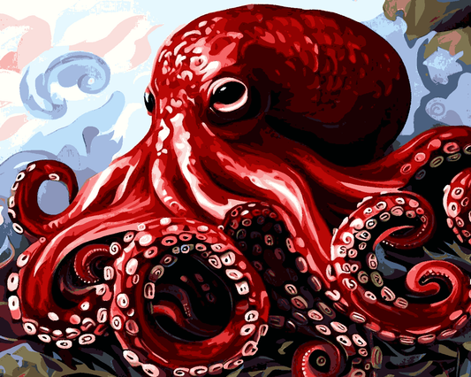 Burgundy Octopus (1) - Van-Go Paint-By-Number Kit