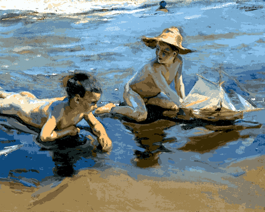 Children Playing On The Beach by Joaquín Sorolla - Van-Go Paint-By-Number Kit