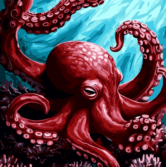 Burgundy Octopus (4) - Van-Go Paint-By-Number Kit