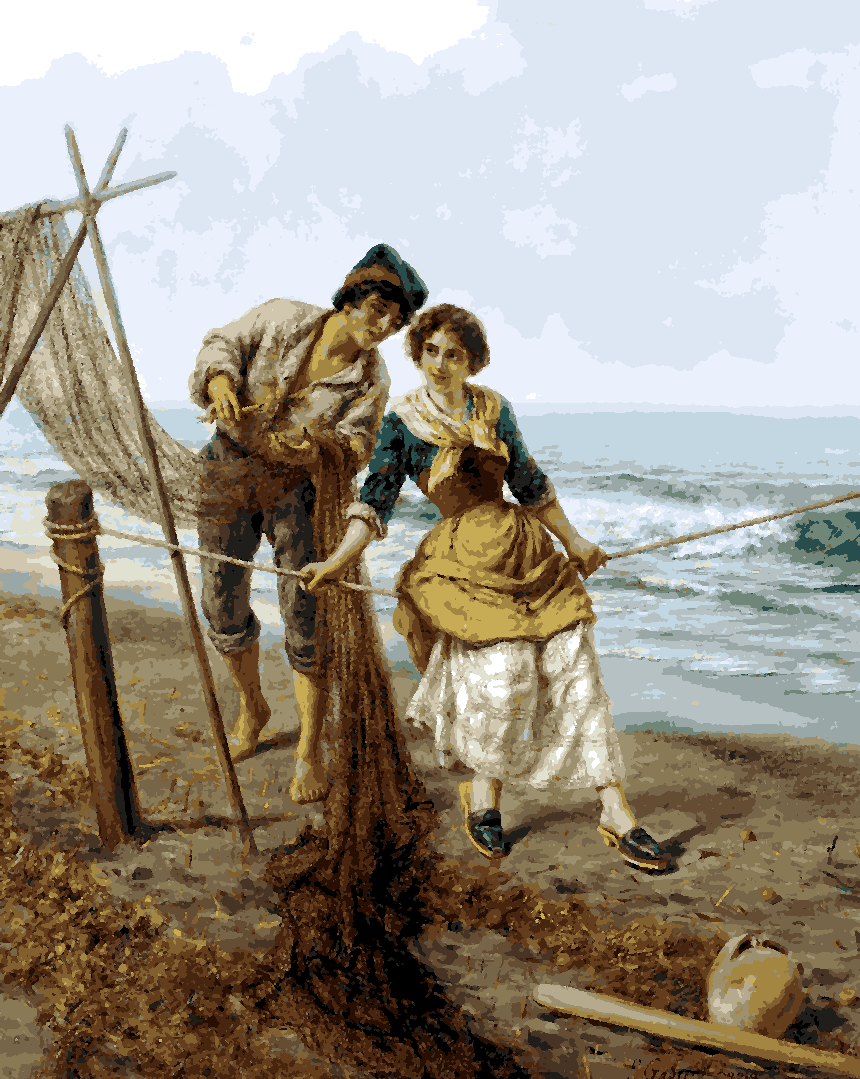 The Fisherman’s Net by Pietro Gabrini - Van-Go Paint-By-Number Kit