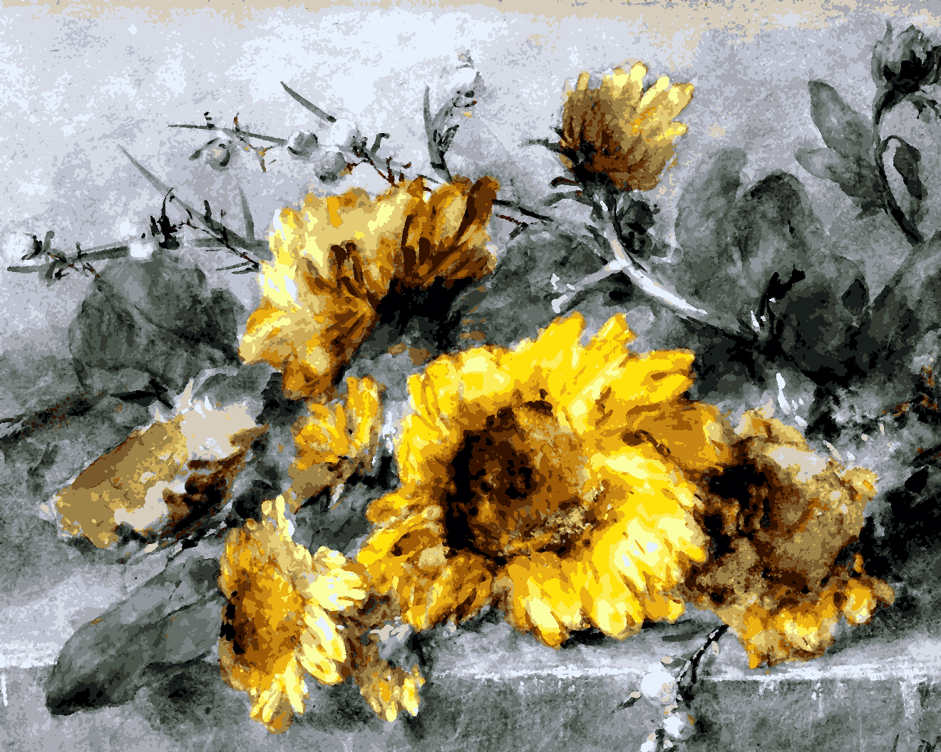 Spray of sunflowers by Margaretha Roosenboom - Van-Go Paint-by-Number Kit