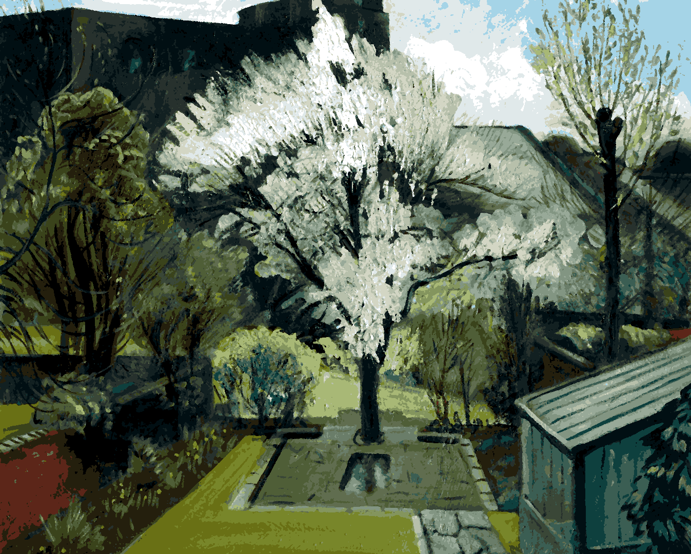 Blossom in a London garden by Robert Jamieson - Van-Go Paint-By-Number Kit