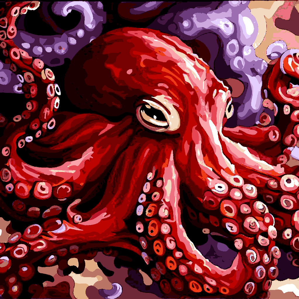 Burgundy Octopus (2) - Van-Go Paint-By-Number Kit