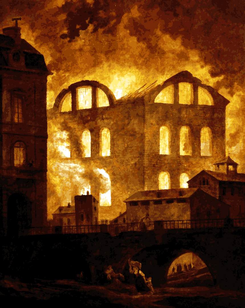 The Fire at the Opera House of the Palais-Royal by Hubert Robert - Van-Go Paint-By-Number Kit