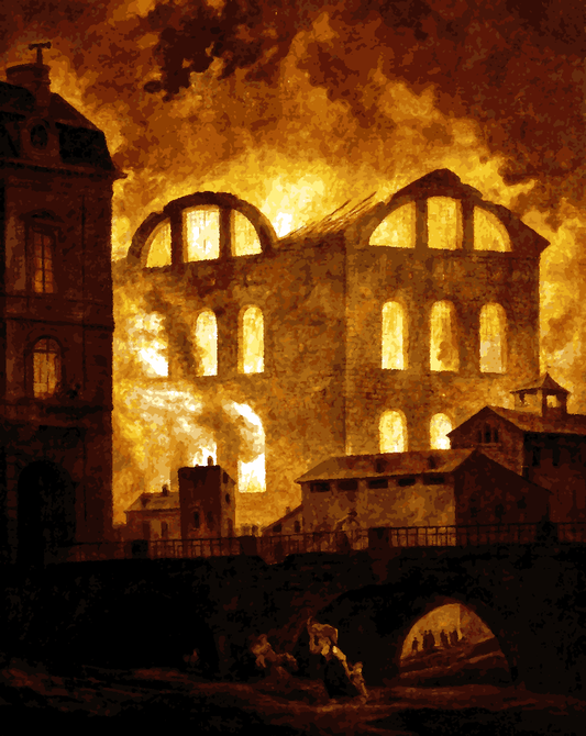 The Fire at the Opera House of the Palais-Royal by Hubert Robert - Van-Go Paint-By-Number Kit