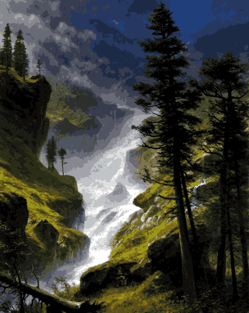 Rocky Mountain Waterfall by Albert Bierstadt - Van-Go Paint-By-Number Kit