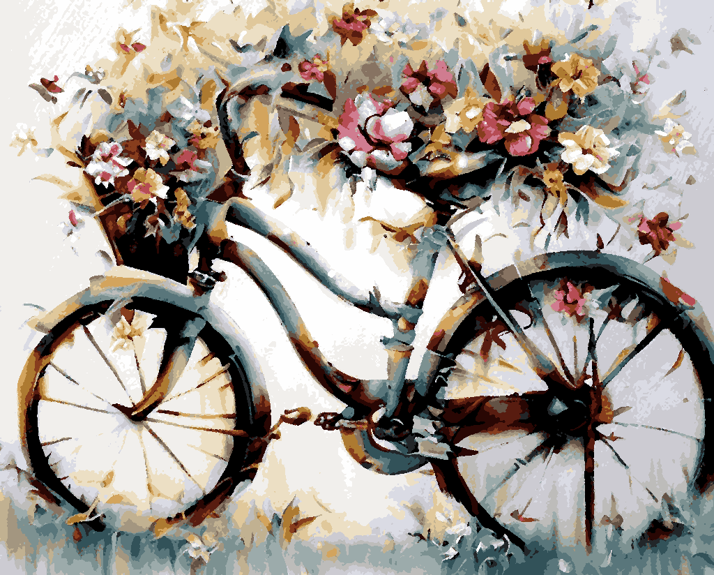 Floral Bicycle (PD) - Van-Go Paint-By-Number Kit