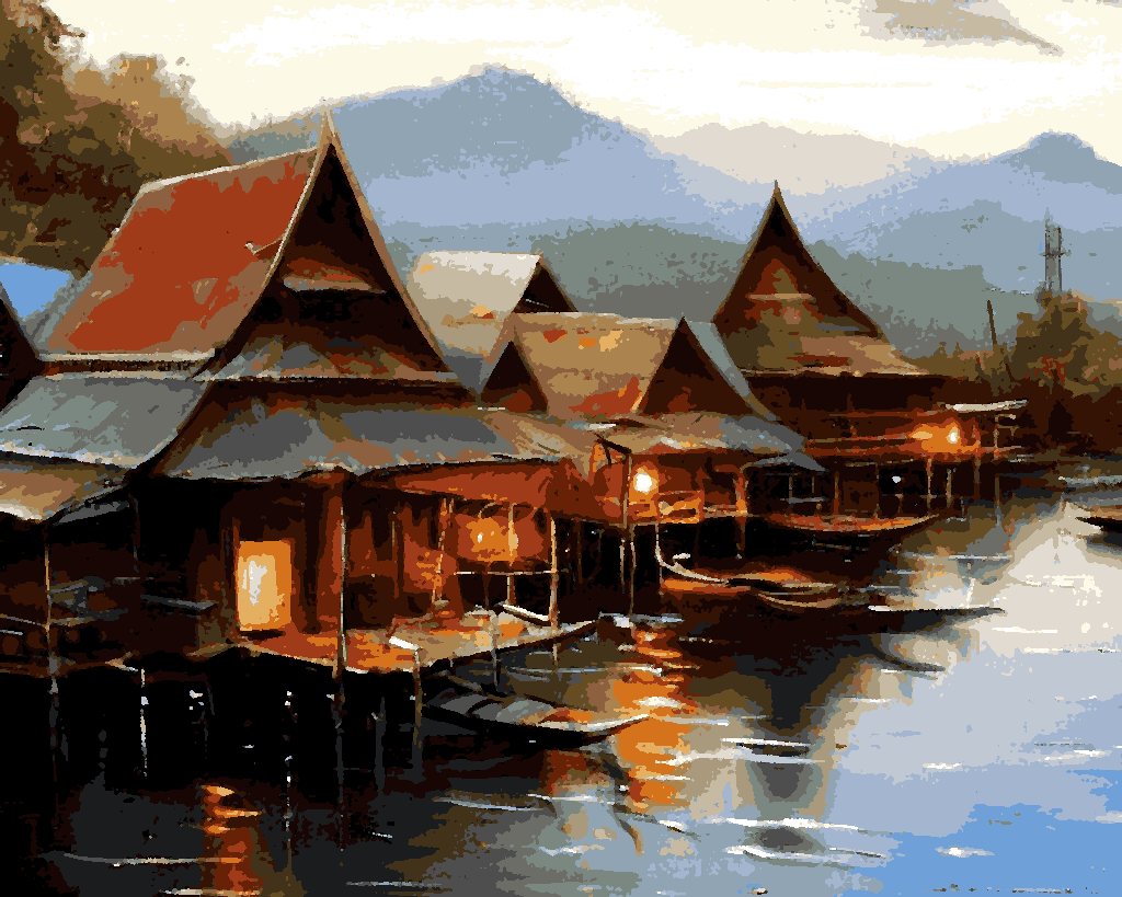 Floating Fisherman Village, Thailand (PD) - Van-Go Paint-By-Number Kit