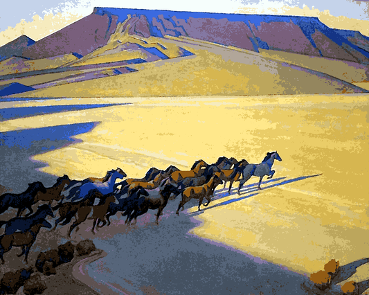 Wild Horses of Nevada by Maynard Dixon - Van-Go Paint-By-Number Kit