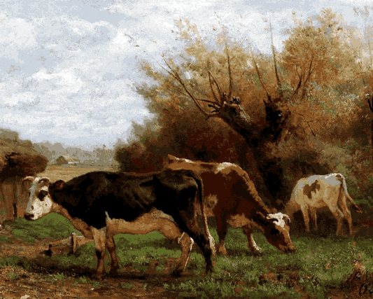 Cows Grazing by Otto von Thoren - Van-Go Paint-By-Number Kit