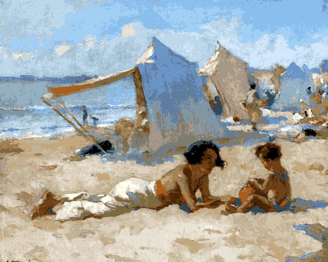 Playing On The Beach by Charles Atamian - Van-Go Paint-By-Number Kit