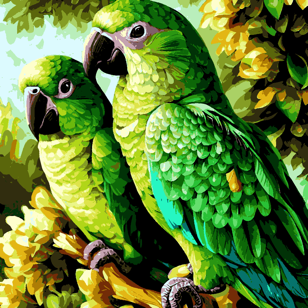 Green Parrots (3) - Van-Go Paint-By-Number Kit