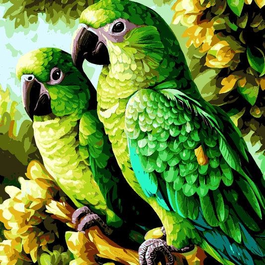 Green Parrots (3) - Van-Go Paint-By-Number Kit
